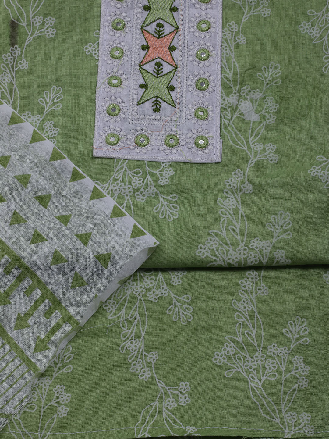 Printed Cotton Blend Unstitched Suit With Dupatta