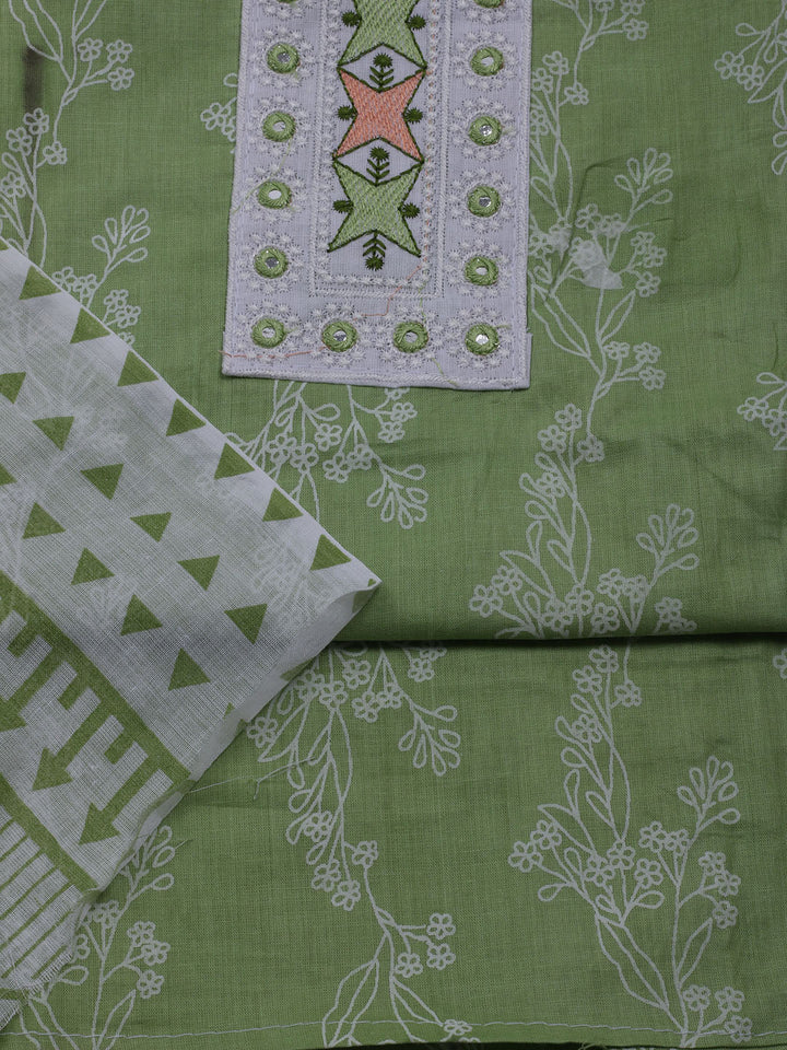 Printed Cotton Blend Unstitched Suit With Dupatta