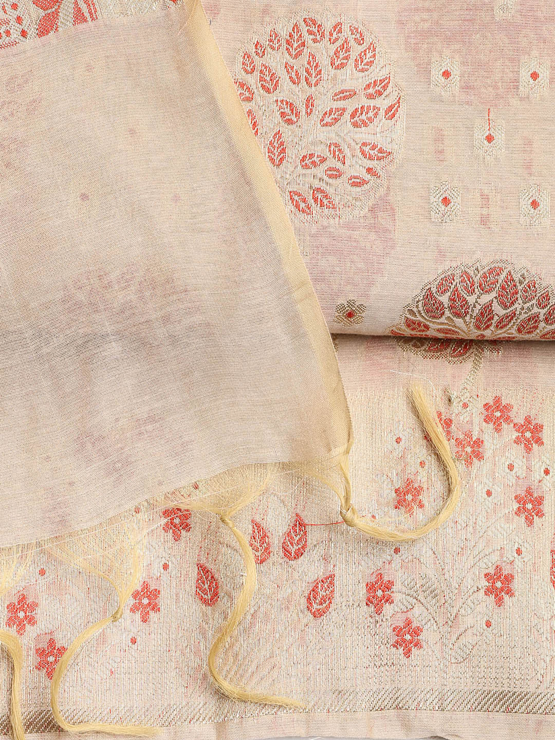 Woven Banarasi Chanderi Unstitched Suit With Dupatta