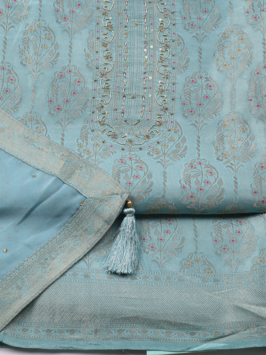 Brocade Chanderi Unstitched Suit With Dupatta