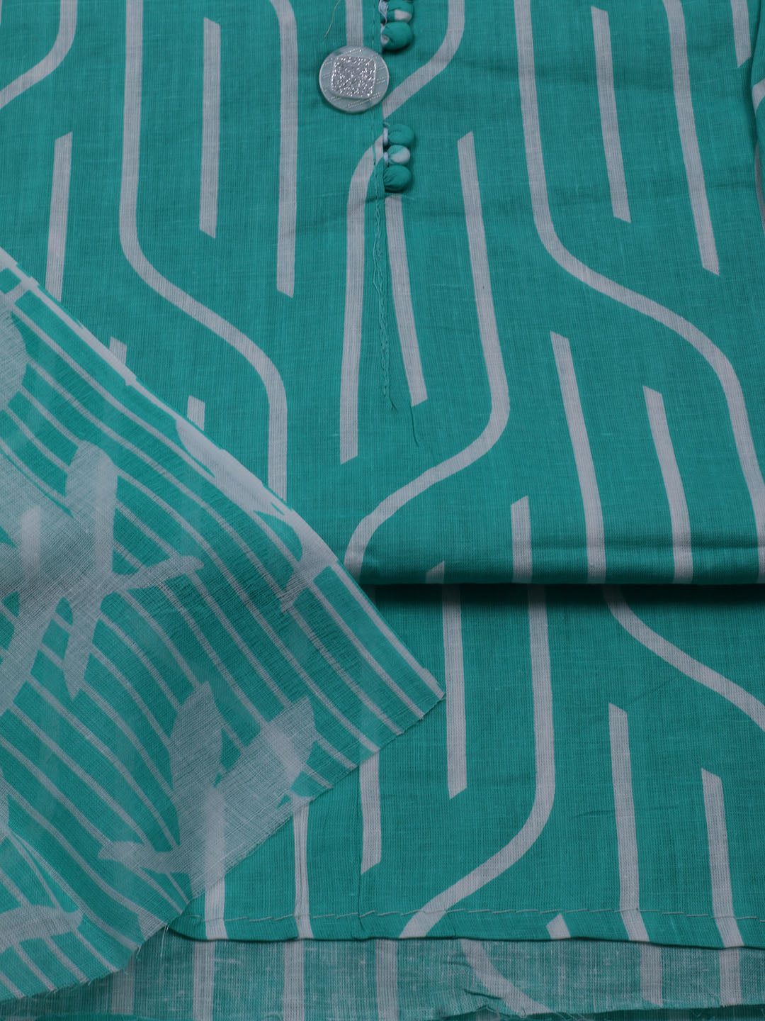Printed Cotton Blend Unstitched Suit With Dupatta