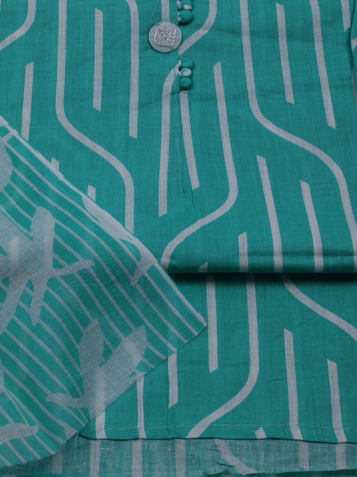 Printed Cotton Blend Unstitched Suit With Dupatta