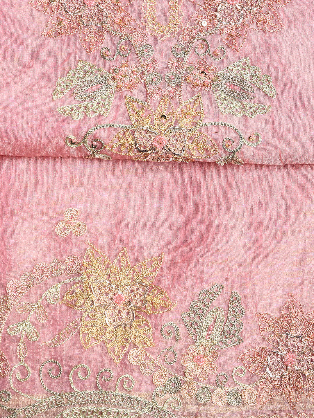 Embroidered Tissue Unstitched Suit With Dupatta