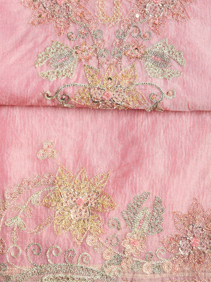 Embroidered Tissue Unstitched Suit With Dupatta