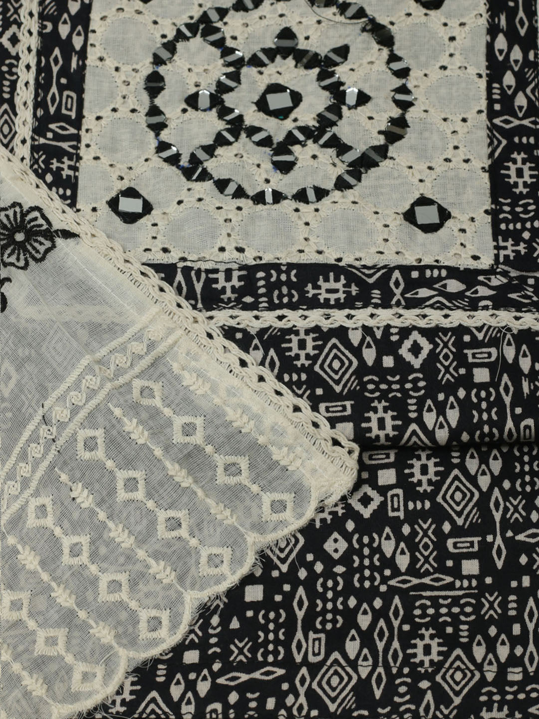 Printed Cotton Unstitched Kurta With Pant &amp; Dupatta