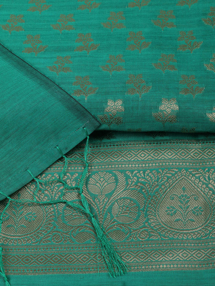 Woven Design Chanderi Unstitched Suit With Pant &amp; Dupatta