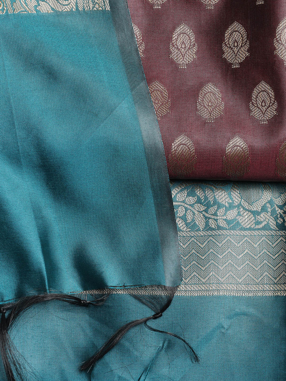 Woven Banarasi Chanderi Unstitched Suit With Dupatta