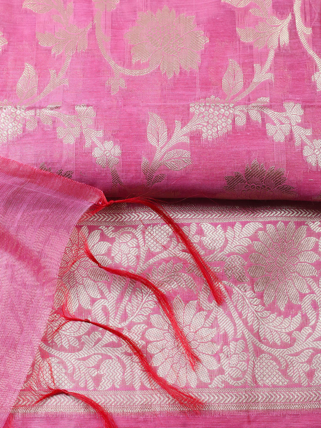 Woven Design Chanderi Unstitched Suit With Pant Dupatta