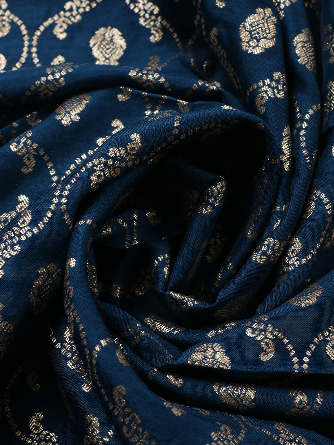 Embroidered Chanderi Unstitched Suit With Pant &amp; Dupatta