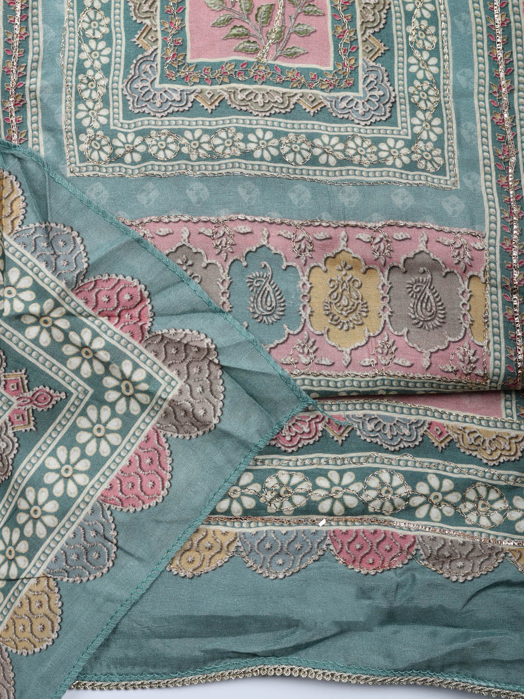 Embroidered Muslin Unstitched Suit With Pant &amp; Dupatta