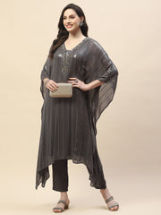 Sequin Work Georgette Kaftan Kurta With Pants