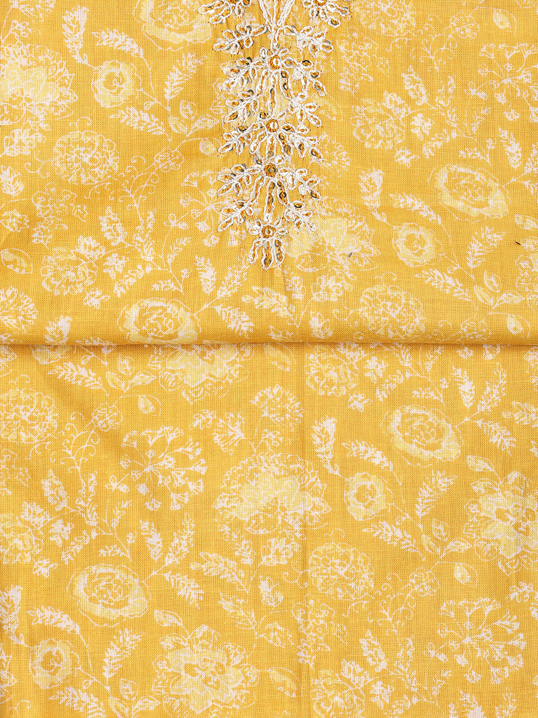 Printed Cotton Blend Unstitched Suit With Dupatta