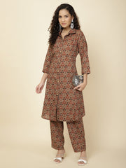 Abstract Printed Cotton Kurta With Pants