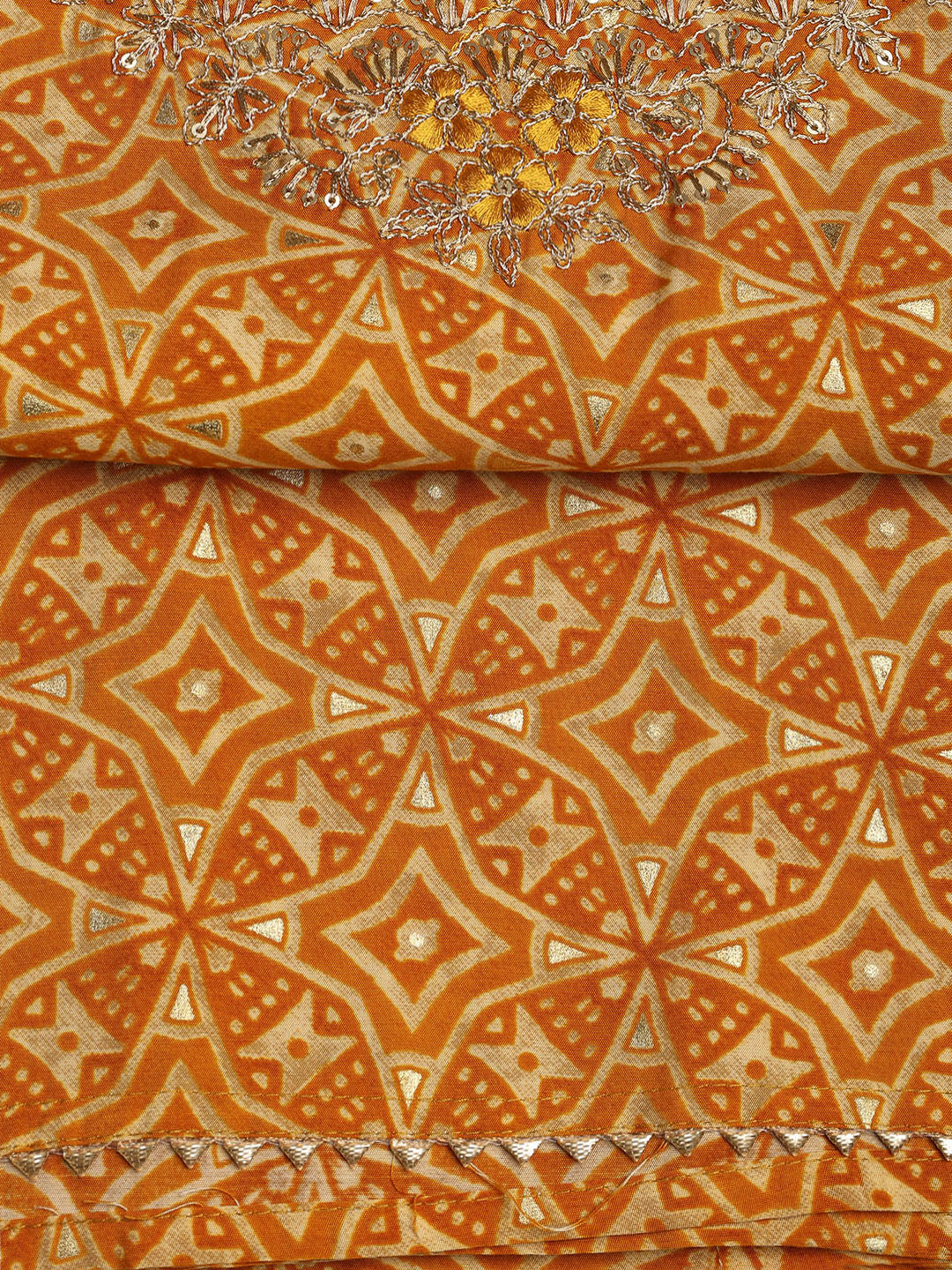 Neck Embroidered Cotton Blend Unstitched Suit With Dupatta