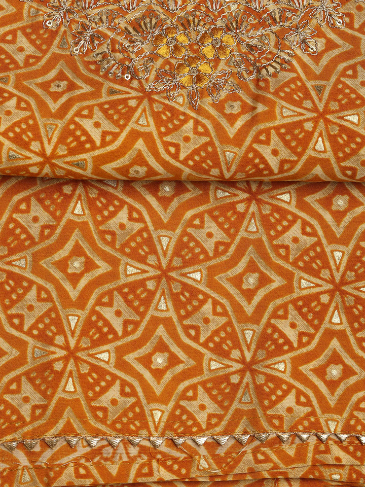 Neck Embroidered Cotton Blend Unstitched Suit With Dupatta