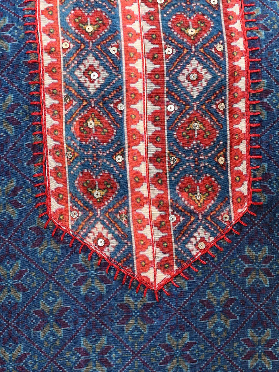 Printed Chanderi Unstitched Suit Piece With Dupatta