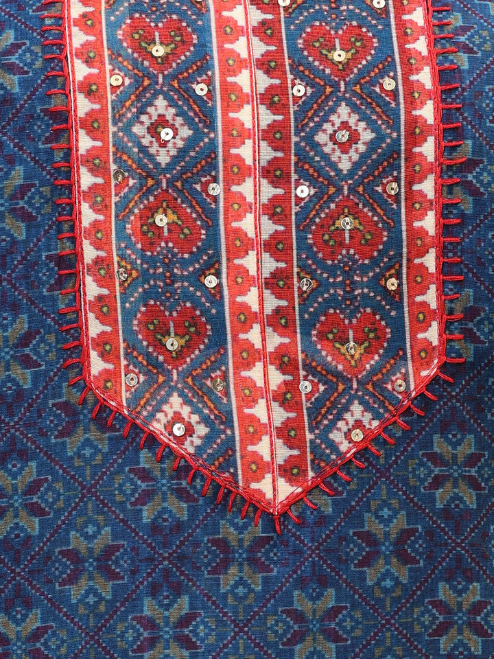 Printed Chanderi Unstitched Suit Piece With Dupatta