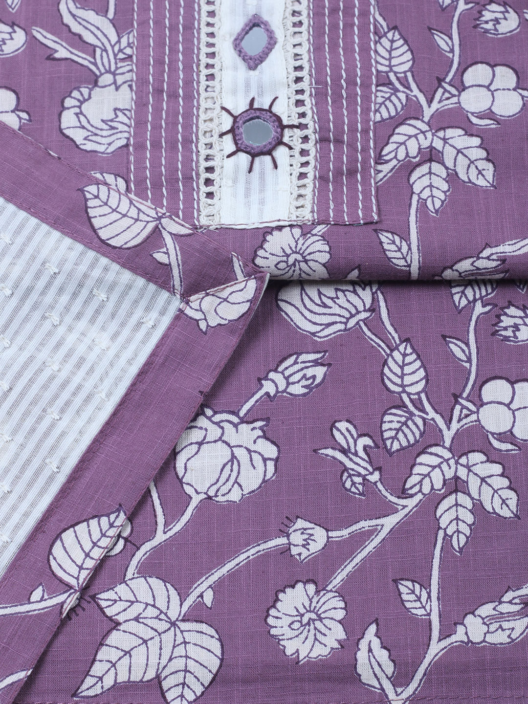 Embroidered Cotton Blend Unstitched Suit With Pant &amp; Dupatta