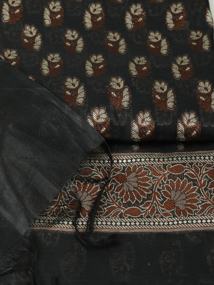 Woven Design Chanderi Unstitched Suit With Pant &amp; Dupatta
