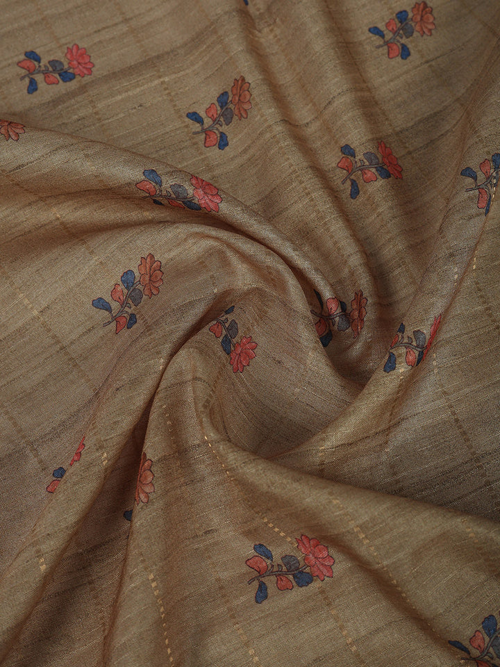 Floral Print Tussar Silk Saree