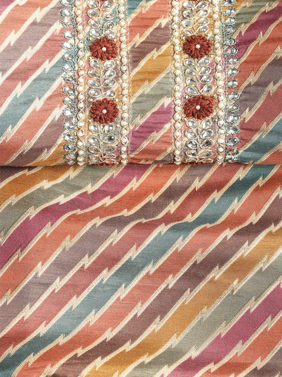 Embroidered Tissue Unstitched Suit With Dupatta