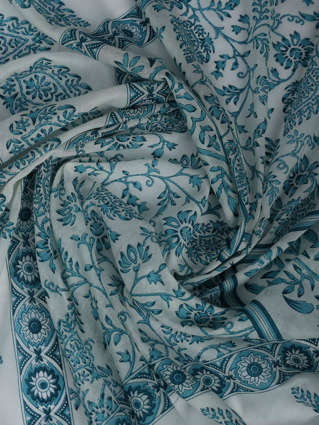 Printed Cotton Blend Suit With Pant &amp; Dupatta