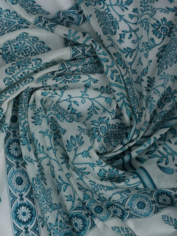 Printed Cotton Blend Suit With Pant &amp; Dupatta