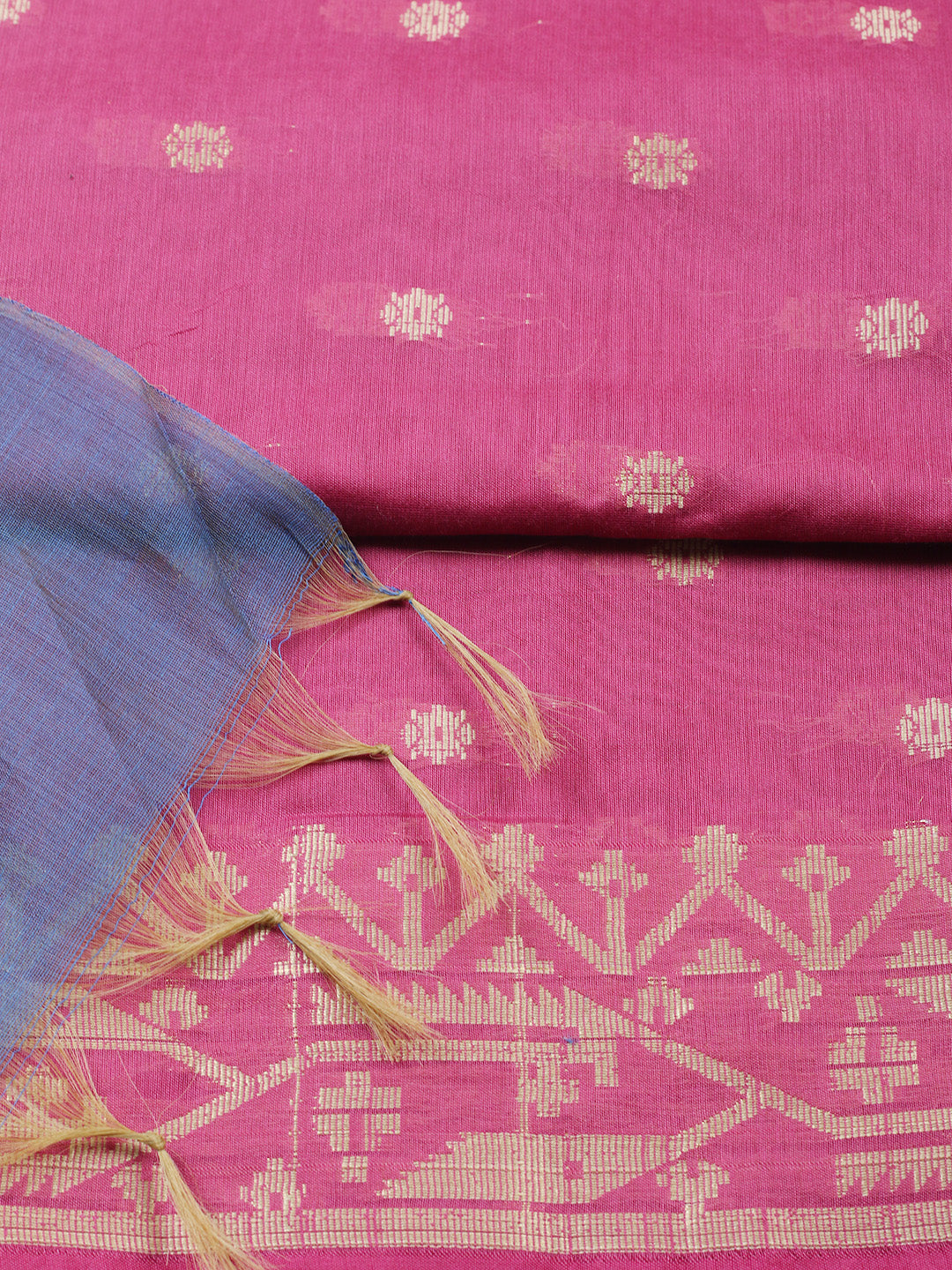 Printed Chanderi Unstitched Suit With Pant &amp; Dupatta