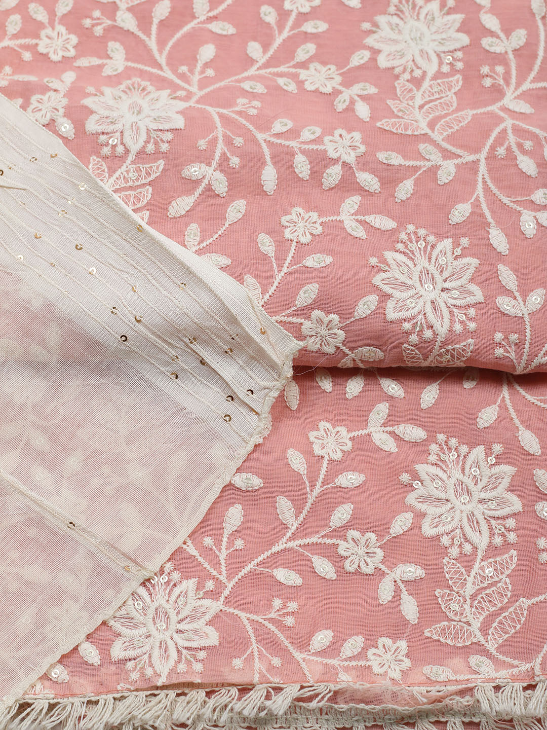 Embroidered Cotton Blend Unstitched Suit With Pant &amp; Dupatta