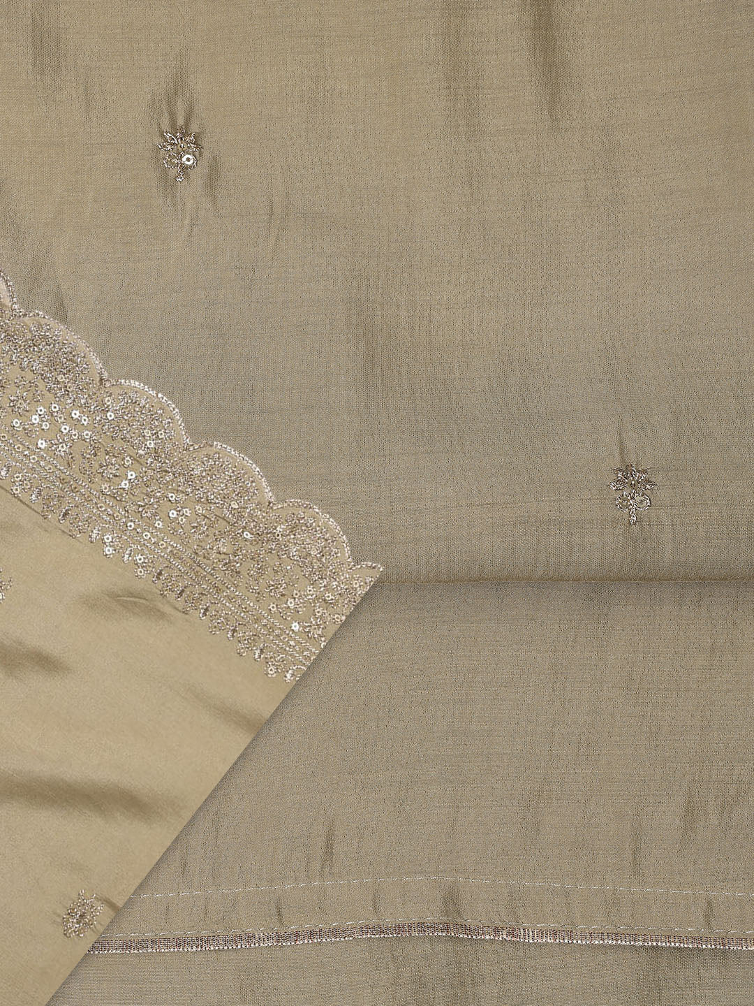 Neck Embroidered Chanderi Unstitched Suit Piece With Dupatta