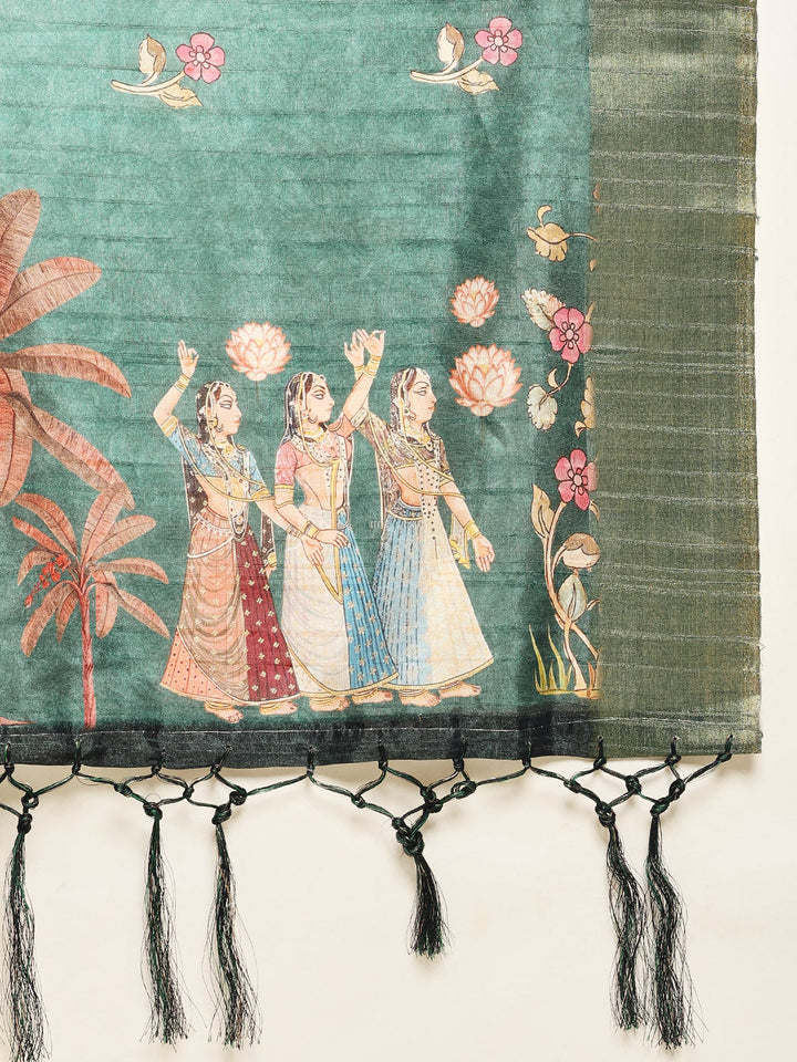 Digital Printed Tussar Saree