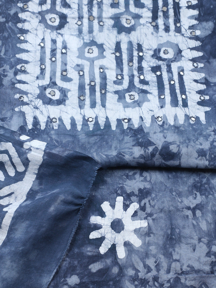 Printed Cotton Blend Unstitched Suit With Pant &amp; Dupatta