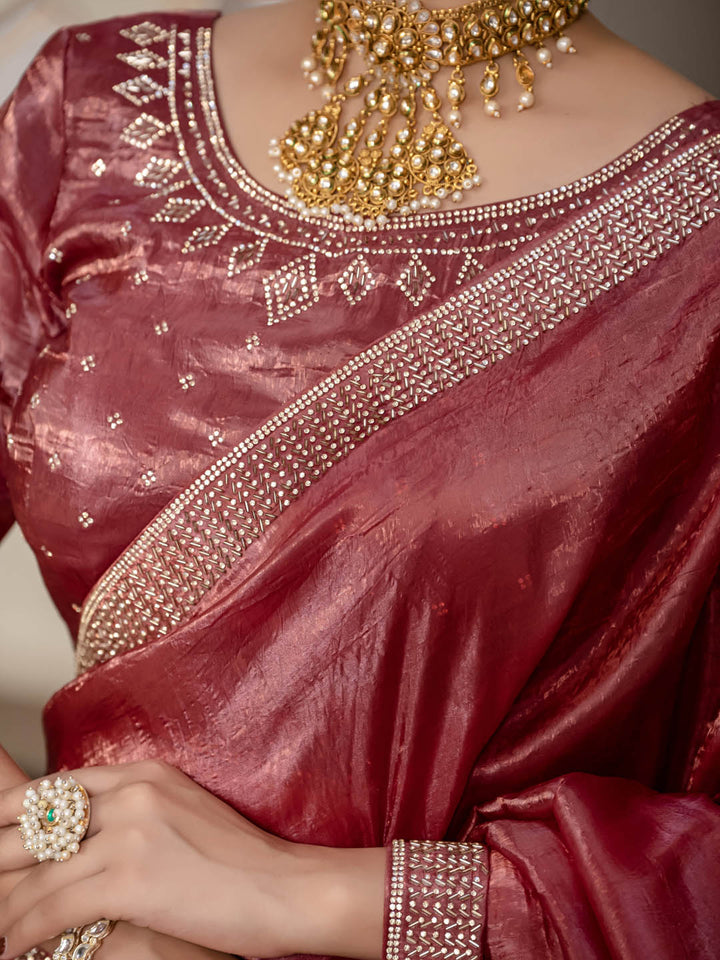 Sequence Embroidery Organza Saree