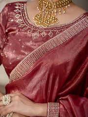 Sequence Embroidery Organza Saree