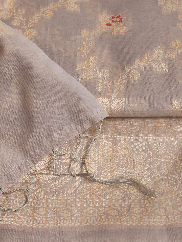 Woven Design Chanderi Unstitched Suit With Pant &amp; Dupatta