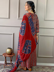 Printed Cotton Blend Kurta With Pant & Dupatta