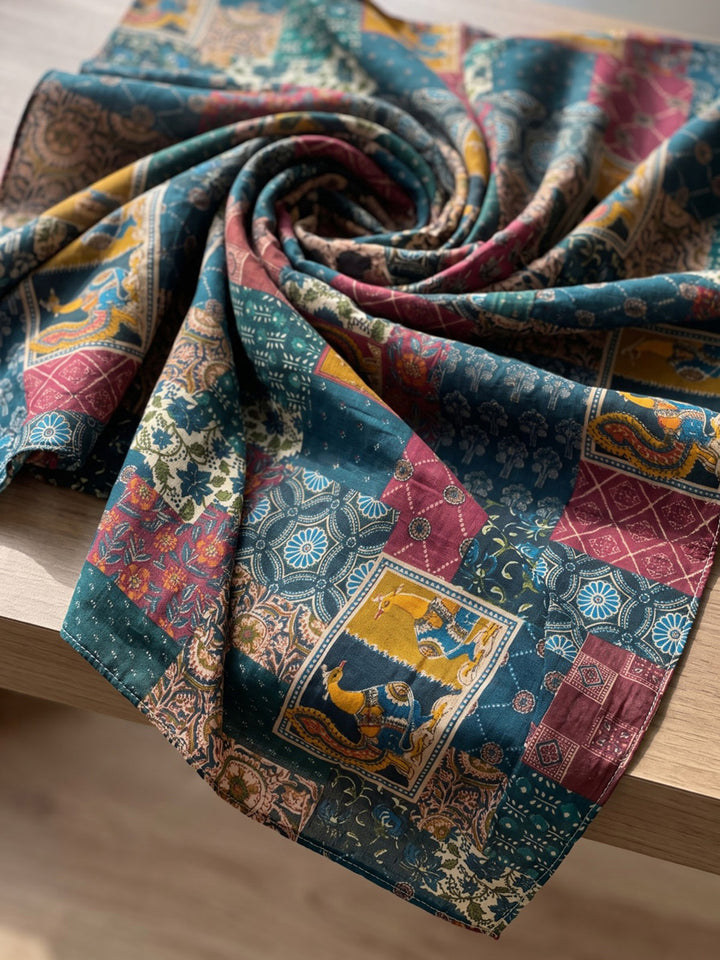 Maroon Printed Cotton Blend Kurta With Pant &amp; Dupatta