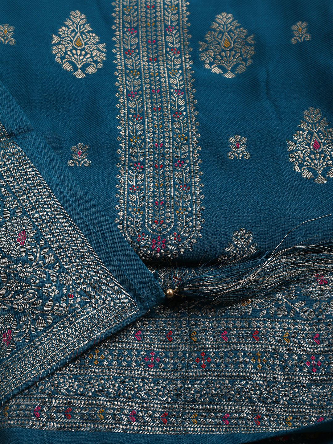 Pashmina Woven Design Unstitched Kurta With Pant &amp; Dupatta