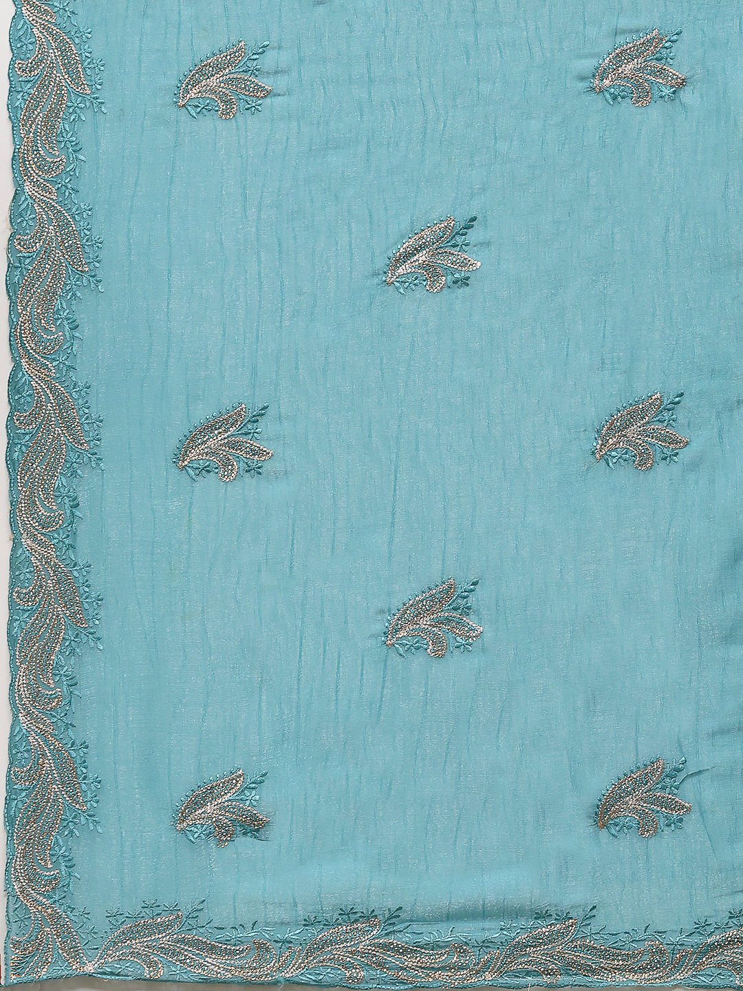 Thread Embroidered Chiffon Saree