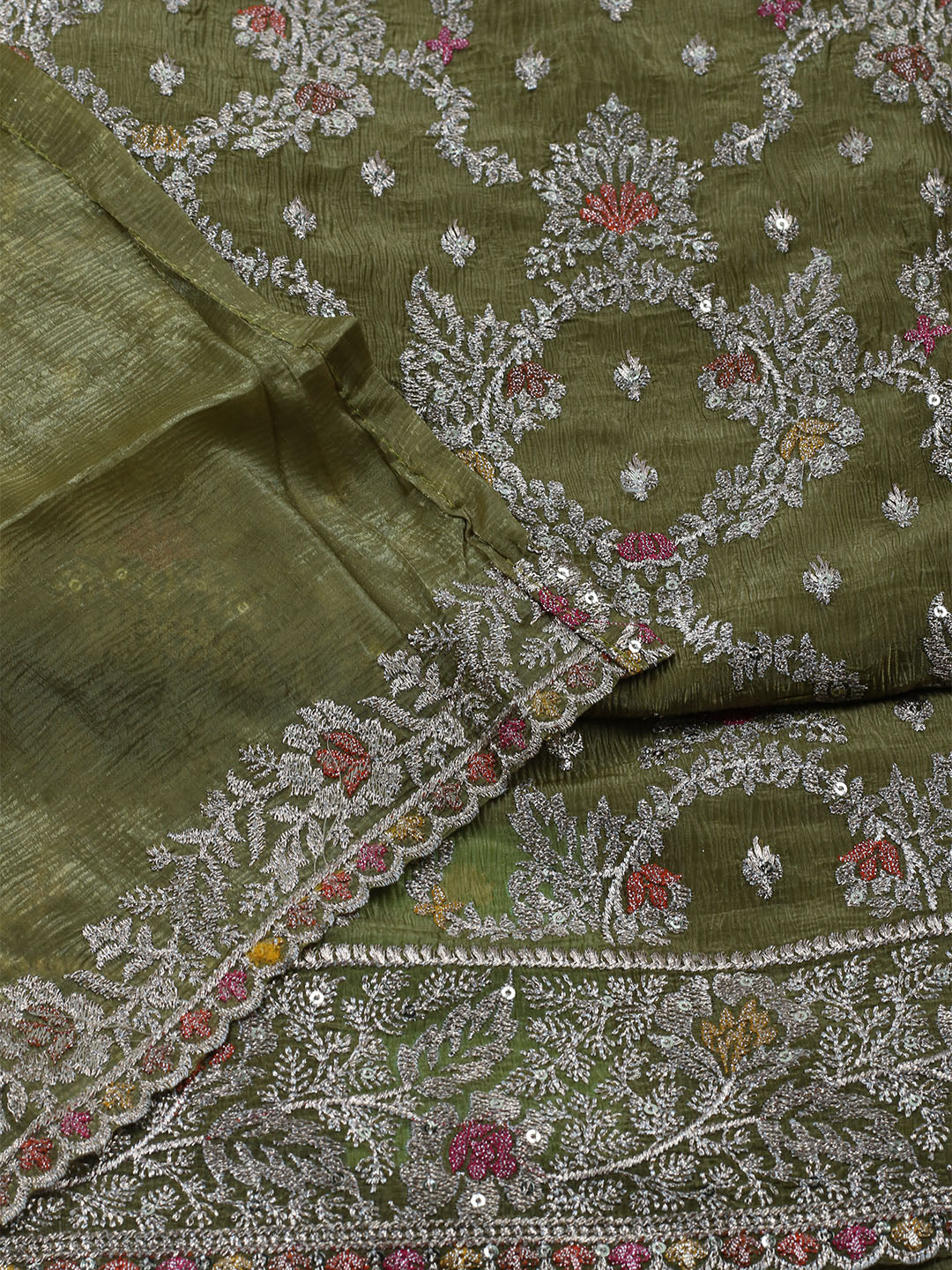 Woven Design Tissue Unstitched Suit With Dupatta