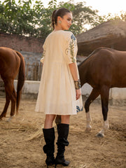 Resham Embroidered Cotton Blend Dress