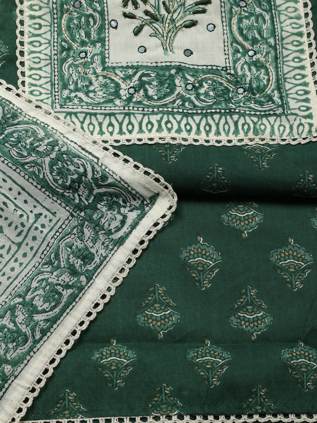 Printed Cotton Blend Unstitched Suit With Pant &amp; Dupatta
