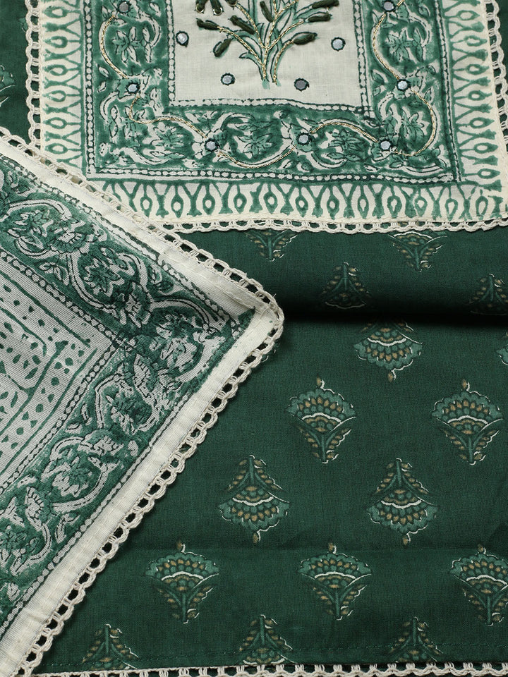 Printed Cotton Blend Unstitched Suit With Pant &amp; Dupatta
