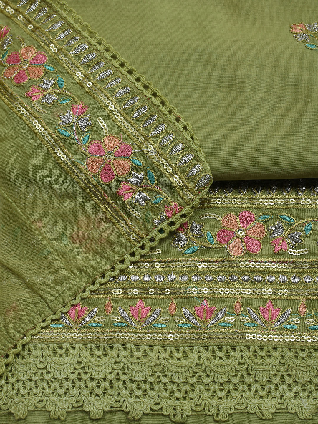 Embroidered Organza Unstitched Suit With Dupatta
