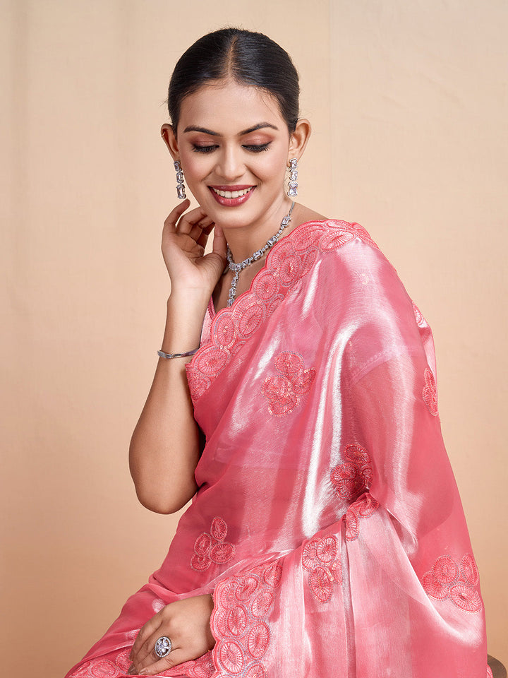 Embroidered Chiffon Saree