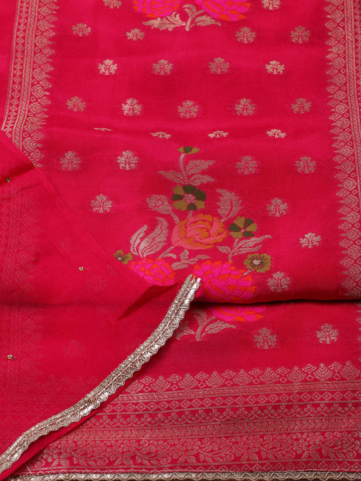 Woven Chanderi Unstitched Suit Piece With Dupatta