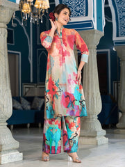 Floral Printed Cotton Straight Kurta With Palazzo