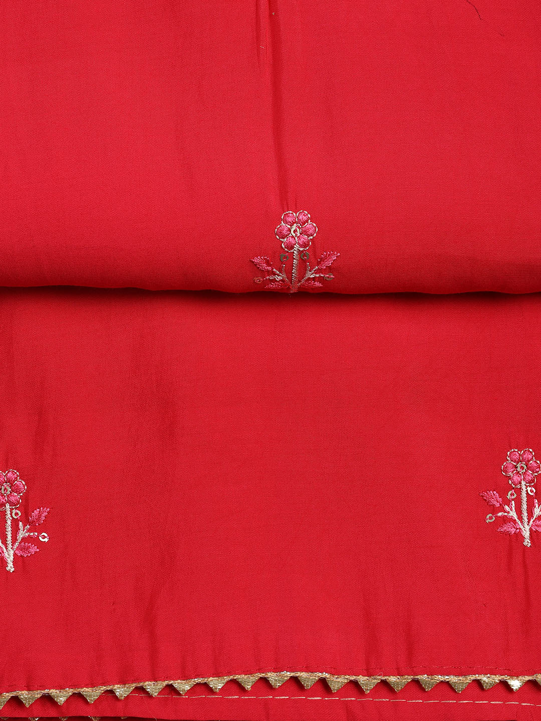 Neck Embroidered Chanderi Unstitched Suit With Dupatta