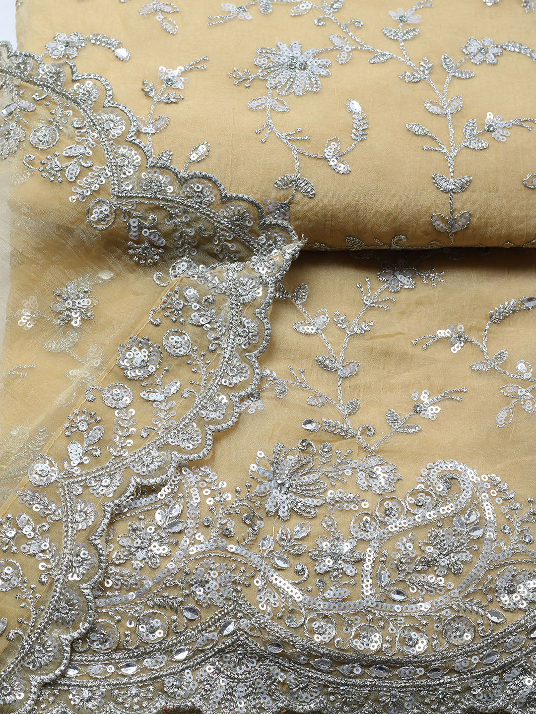 Embroidered Organza Unstitched Suit With Pant &amp; Dupatta
