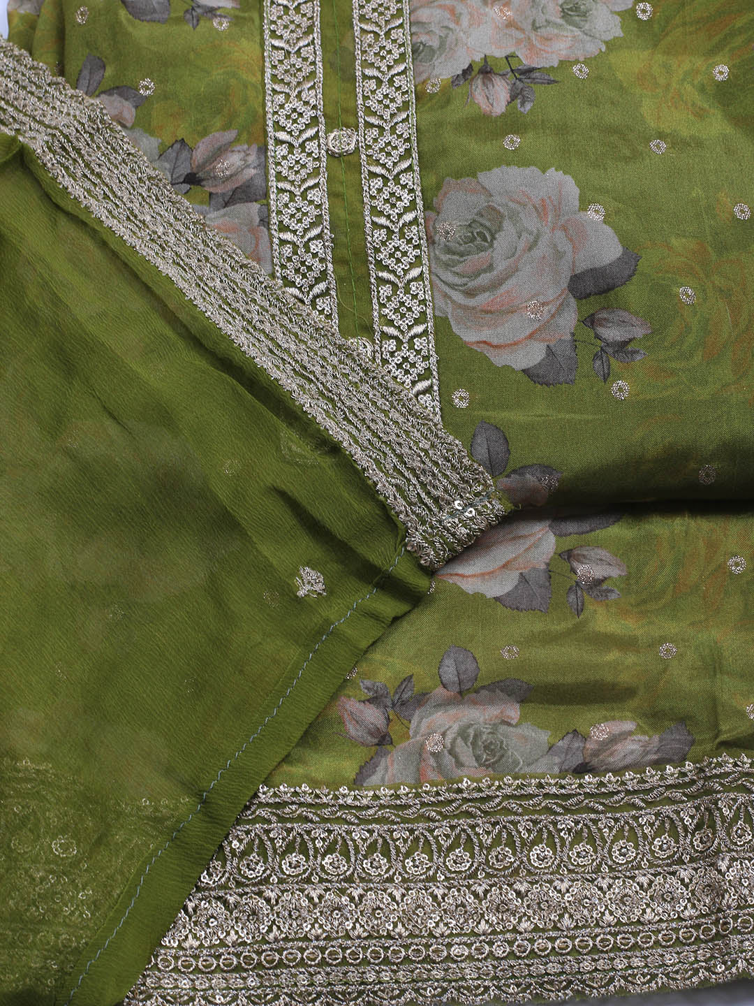Printed Crepe Unstitched Suit With Dupatta